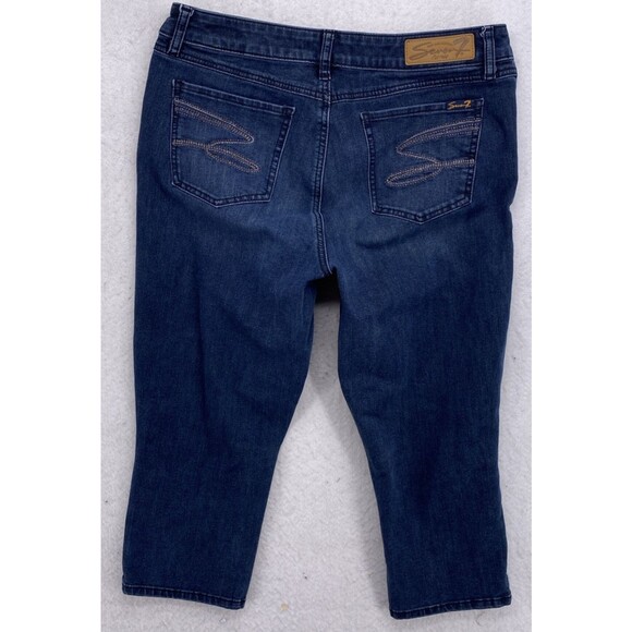 Seven7 Women's Skinny Cropped Jeans Size 14 Dark Wash Denim Stretch Capris - Picture 3 of 12